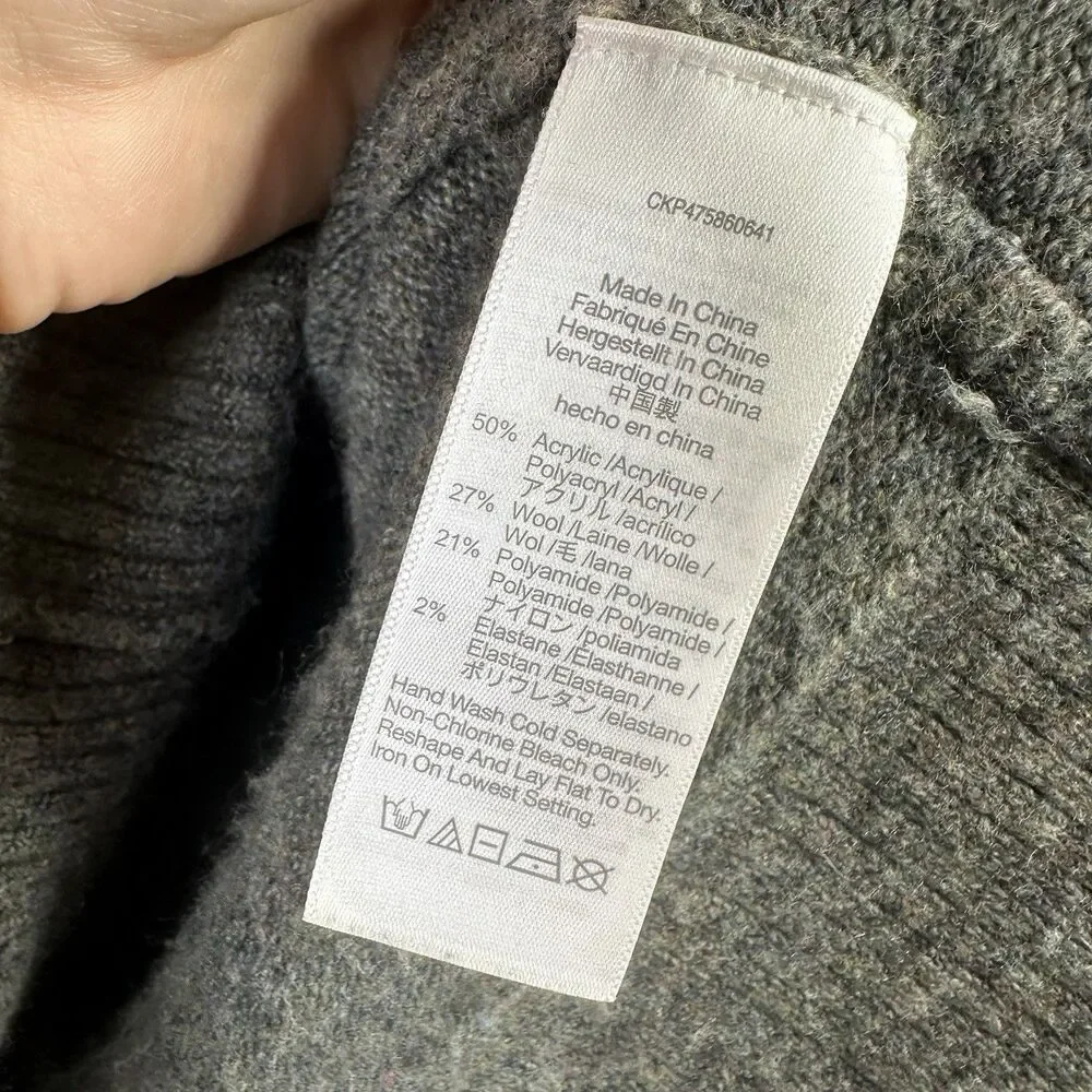 Madewell Oversized V Neck Sweater Womens Wool Blend S Cozycore Soft Grunge Gray